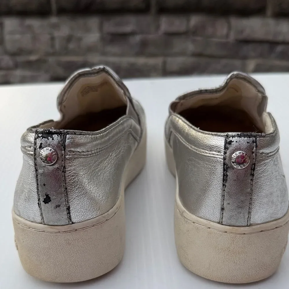 Michael Michael Kors Platform HJ17J Silver with Black Stars Sneakers Size 7.5